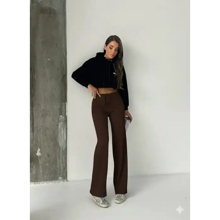 Fit comfort bej salaş pantolon kahve A6011