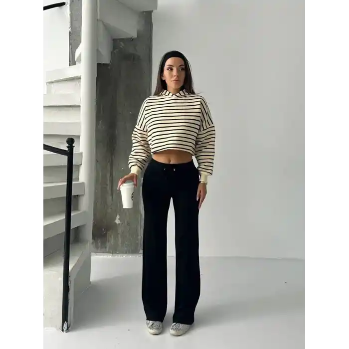 Fit comfort siyah salaş pantolon A6011