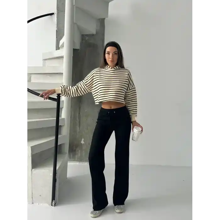 Fit comfort siyah salaş pantolon A6011