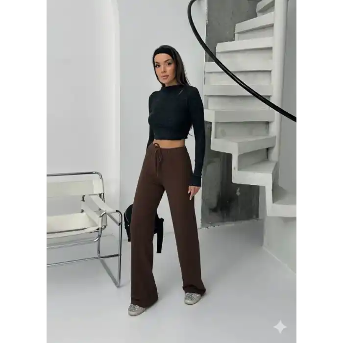 Fitilli şardonlu pantolon kahve a4058