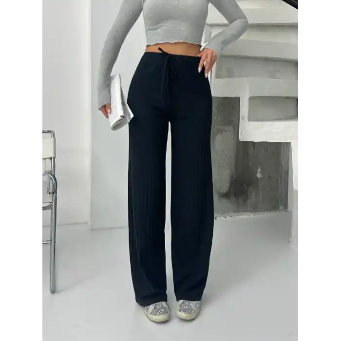 Fitilli şardonlu pantolon siyah a4058