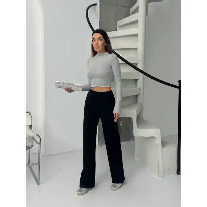 Fitilli şardonlu pantolon siyah a4058