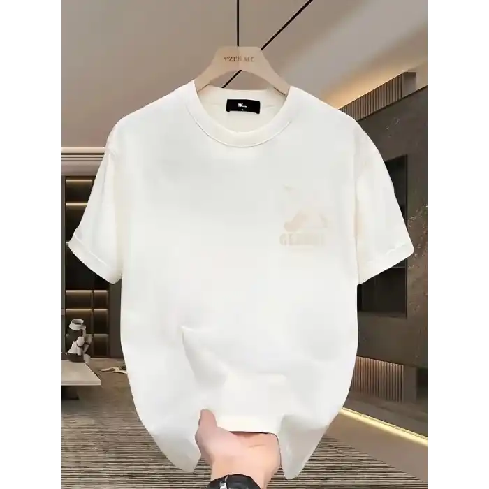 Geniş Kesim Pamuklu Tişört - GANDHI The Project Baskılı, Beyaz, Rahat Kesim, Kısa Kollu, Günlük Kıyafet, Her Gün Giyilebilecek Tişört- Beyaz