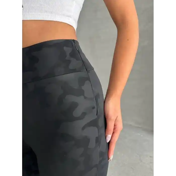 Gizli yan fermuarlı bulut desenli tayt siyah h248638