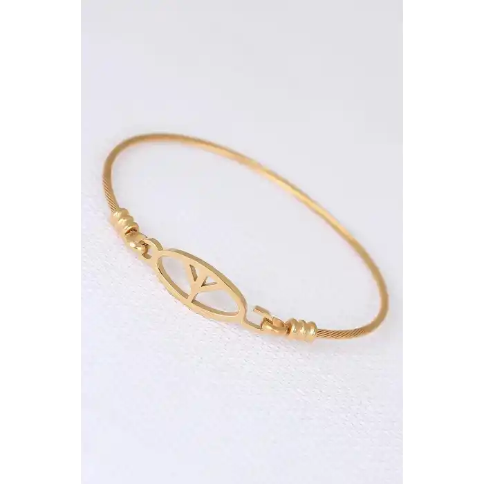 Gold Metal Çelik Figürlü Erkek Kelepçe Bileklik