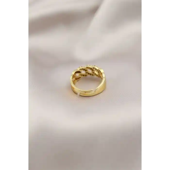 Gold Renk Metal Zincir Model Taşlı Kadın Yüzük