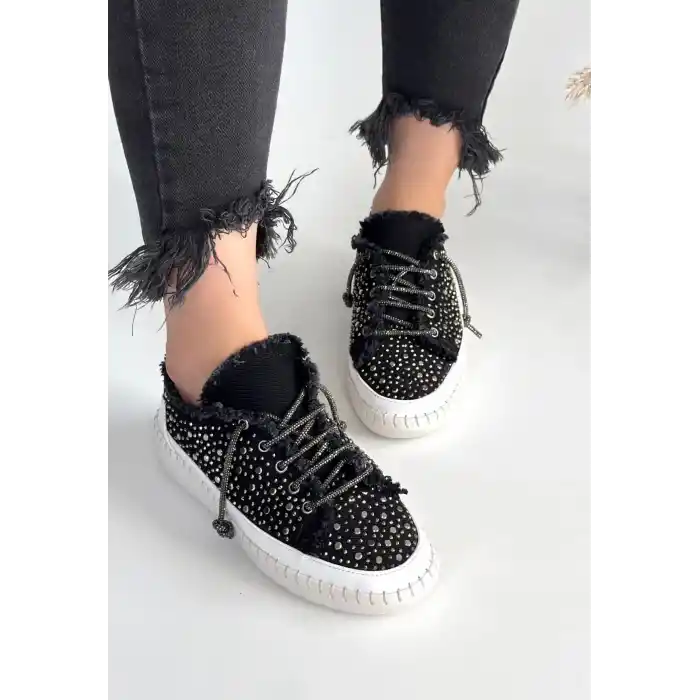 Guji Siyah Kot Bağcıklı Spor Ayakkabı