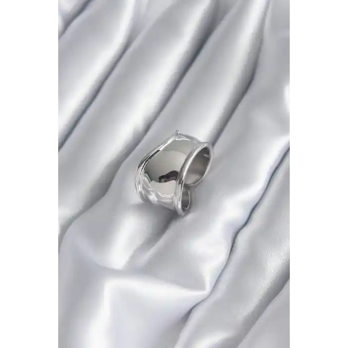 Gümüş Renk Plaka Kadın Yüzük