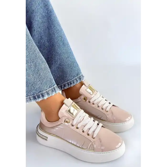 Hley Bej Rugan Paraşüt Detaylı Bağcıklı Spor Ayakkabı