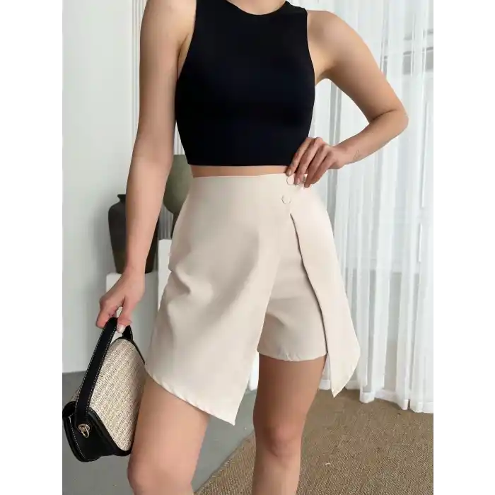 İki düğmeli şort etek S24046