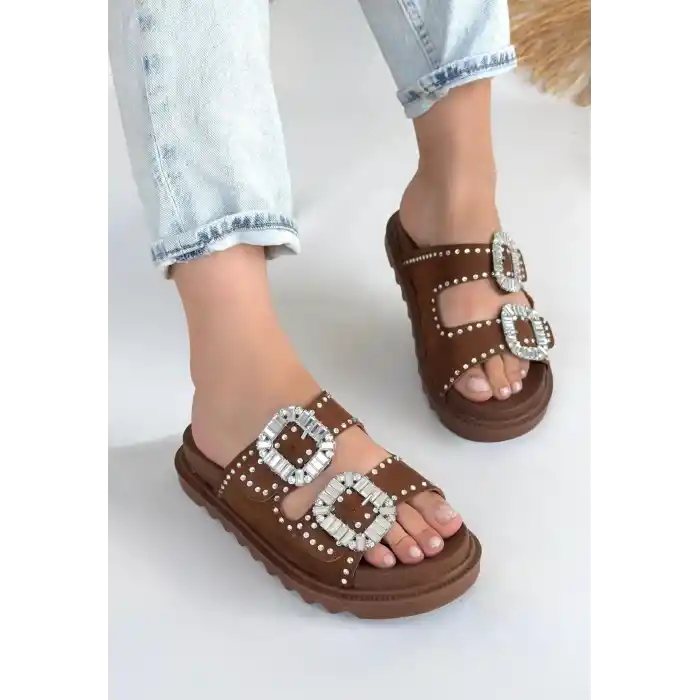 Juana Taba Nubuk Taşlı Terlik