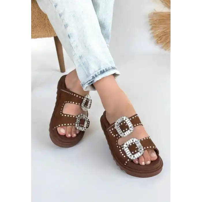 Juana Taba Nubuk Taşlı Terlik