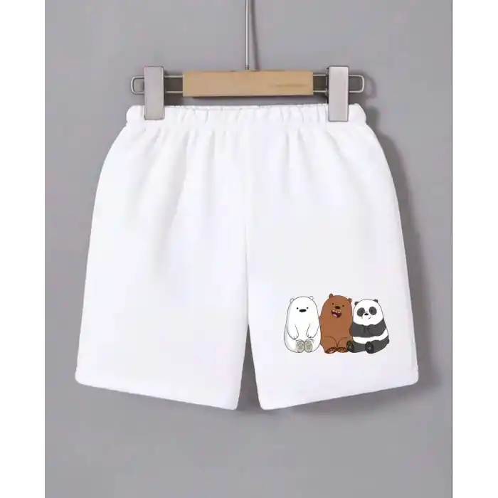 Kadın Beli Lastikli Baskılı Mini Şort - Beyaz