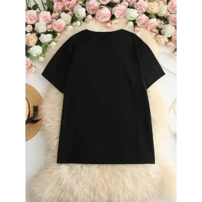 Kadın Beyaz Ive Got Your Back Grafik Tişört - Eğlenceli Çubuk Tasarımlı Oversize Günlük Kısa Kollu Tişört, Polyester Örgü, Yuvarlak Yaka, İlkbahar ve Yaz için Mükemmel, Günlük Giyim Tişört | Eğlenceli Tasarım | Polyester Kumaş- Siyah