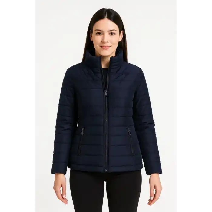 Kadın Bomber Mont Ceket – Su İtici Kumaş, Kapitone Astarlı, Fermuarlı, Kışlık - Lacivert