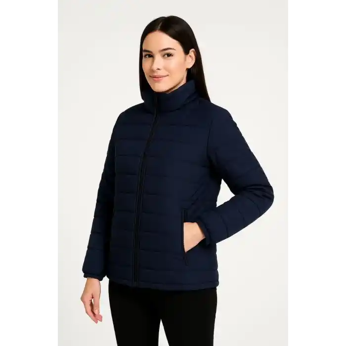 Kadın Bomber Mont Ceket – Su İtici Kumaş, Kapitone Astarlı, Fermuarlı, Kışlık - Lacivert