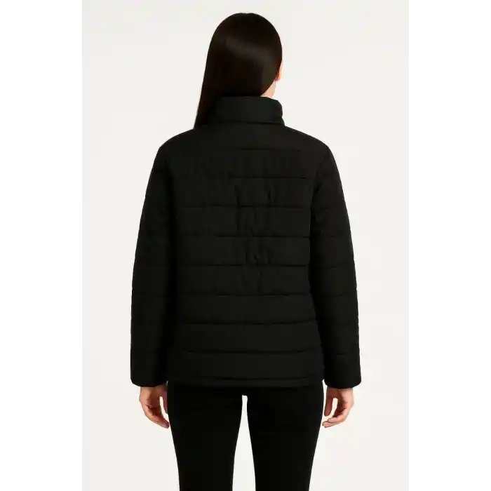 Kadın Bomber Mont Ceket – Su İtici Kumaş, Kapitone Astarlı, Fermuarlı, Kışlık - Siyah