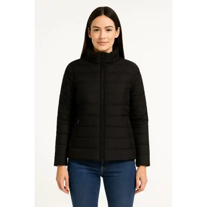 Kadın Bomber Mont Ceket – Su İtici Kumaş, Kapitone Astarlı, Fermuarlı, Kışlık - Siyah