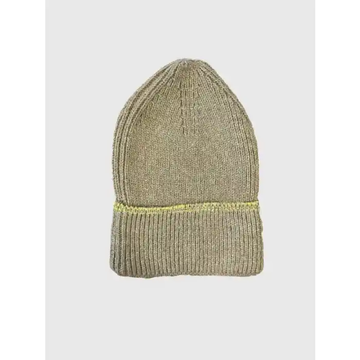 Kadın Dokuma Simli Triko Bere - Kahverengi