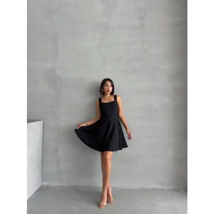 Kadın kare yaka kısa elbise s251188