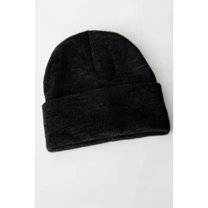 Kadın Katlamalı Basic Bere - Siyah