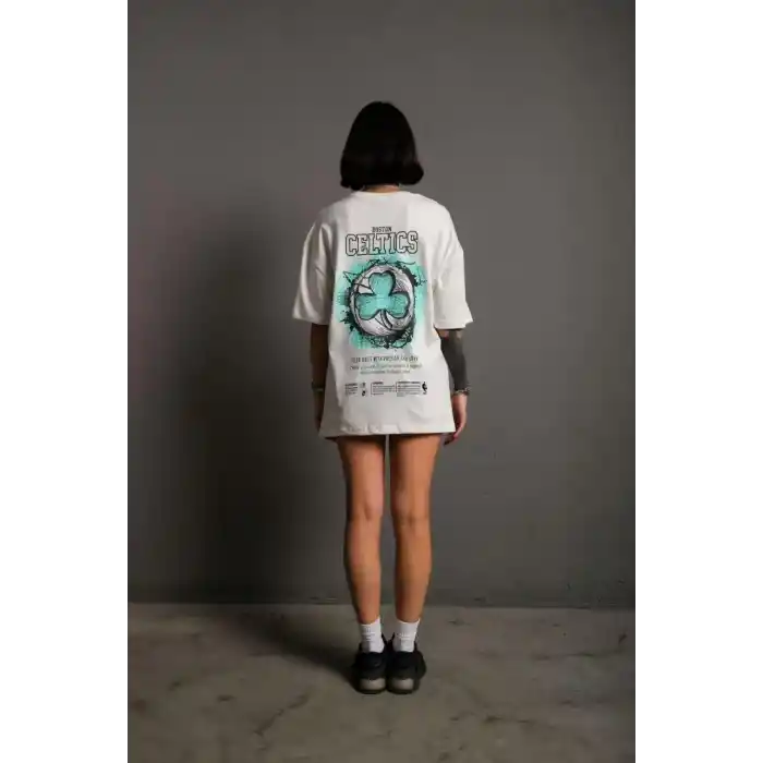 Kadın Sırt Baskılı T-shirt - Beyaz