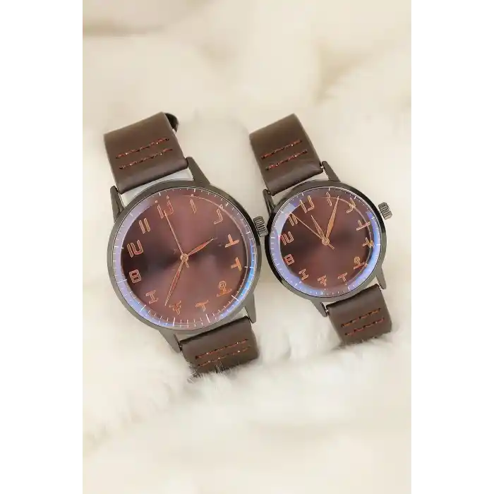 Kahverengi Deri Kordonlu Rose Metal Kasa Sevgili Saatleri