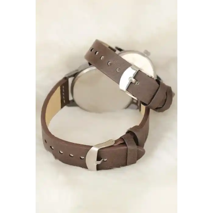 Kahverengi Deri Kordonlu Rose Metal Kasa Sevgili Saatleri