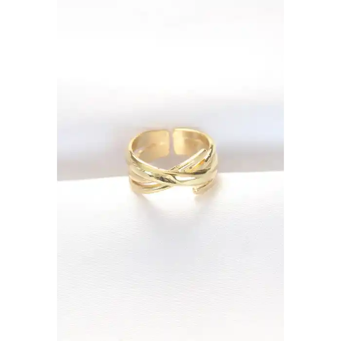 Kalın Gold Renk Ayarlanabilir Yüzük