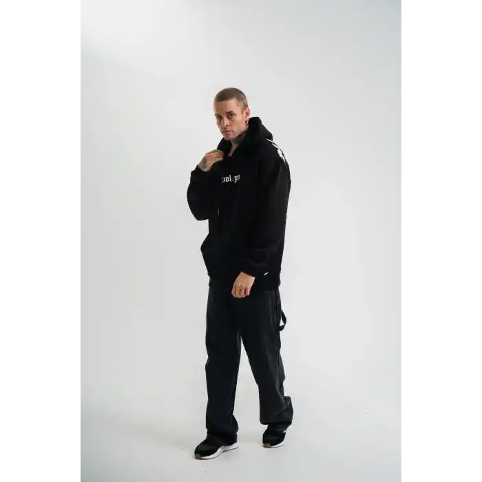 Kapşonlu Double Oversize Dijital Patchli SweatShirt - Siyah