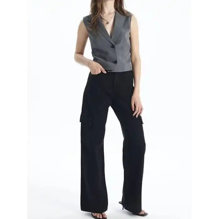 Kargo cep jeans pantolon siyah
