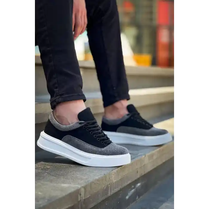 KB-005 Kuback Siyah Gri Süet Bağcıklı  Günlük Erkek  Ayakkabı