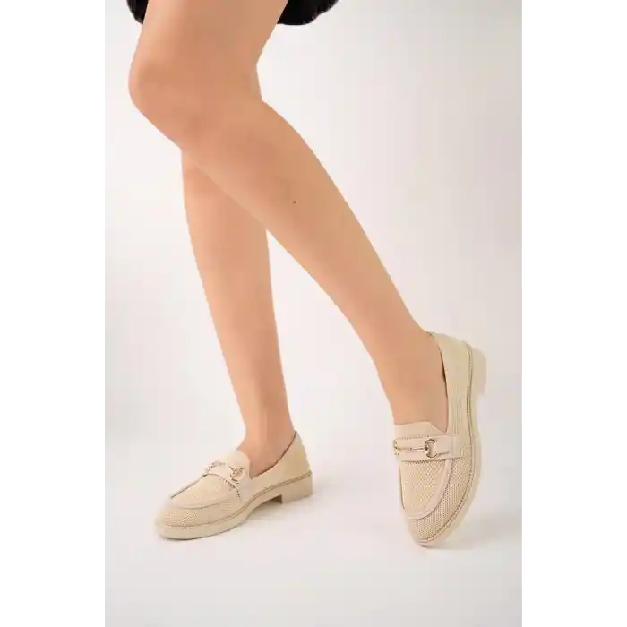 KB-021 Kuback Bej Triko G Toka  Günlük Kadın Ayakkabı