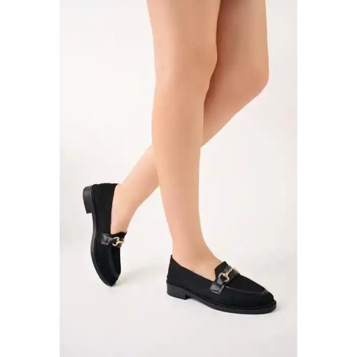 KB-021 Kuback Siyah Triko Siyah Taban G Toka  Günlük Kadın Ayakkabı