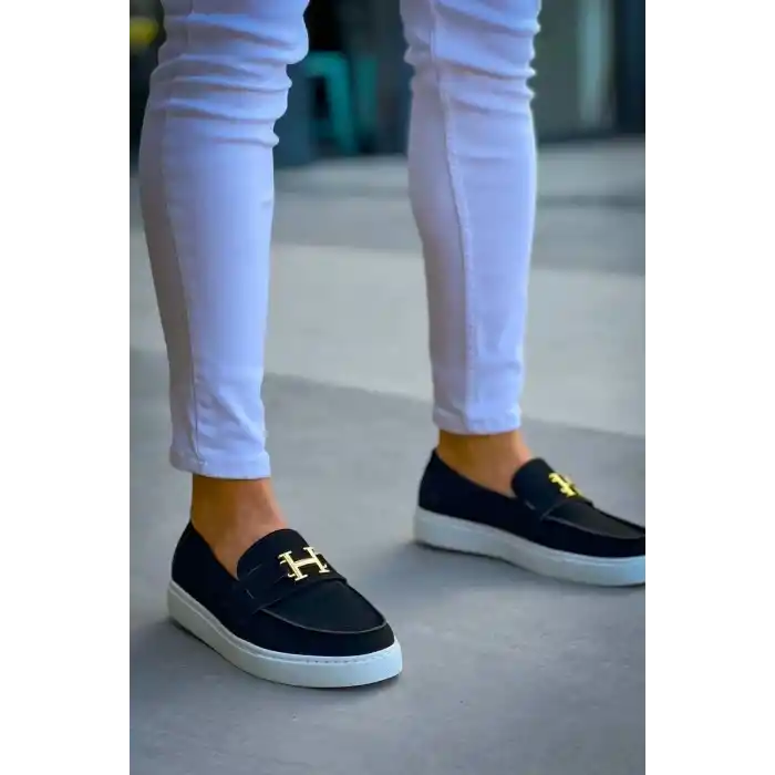 KB-027  Kuback  Bağcıksız Siyah Süet H Günlük Erkek Ayakkabı