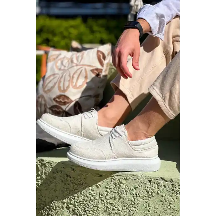 KB-042  Kuback Bağcıklı Beyaz Günlük Erkek Ayakkabı