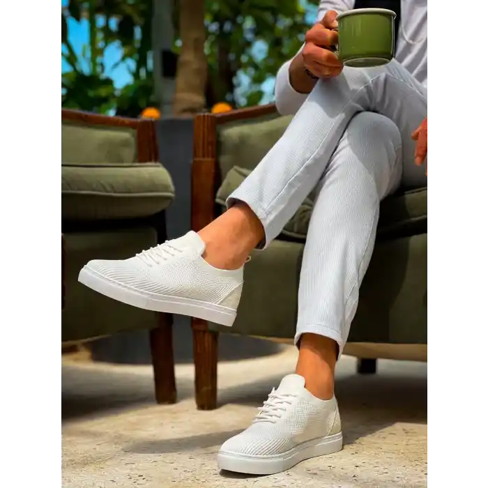 KB-101 Kuback Beyaz Triko Bağcıklı Günlük Erkek Ayakkabı
