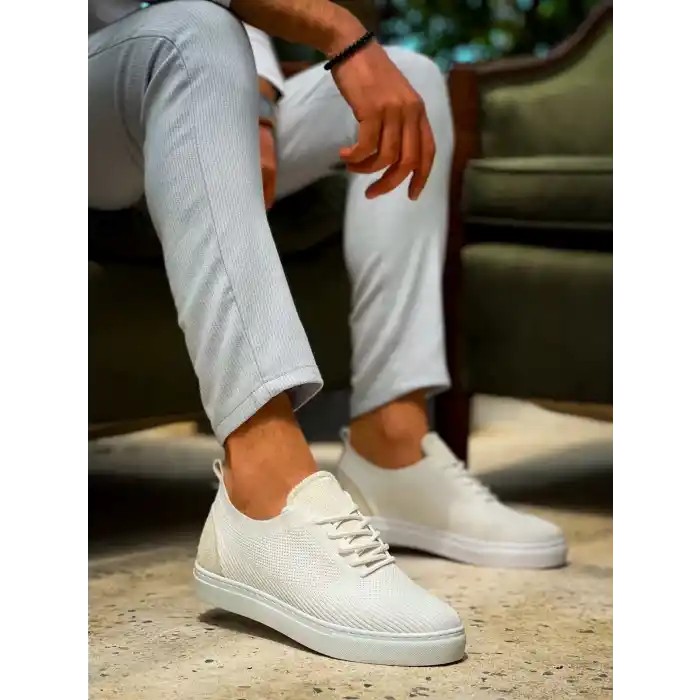 KB-101 Kuback Beyaz Triko Bağcıklı Günlük Erkek Ayakkabı