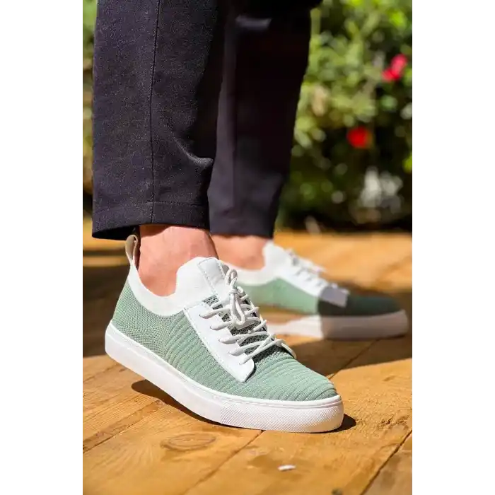 KB-110  Kuback Yeşil Triko Yüksek Taban Bağcıklı Günlük Erkek Ayakkabı