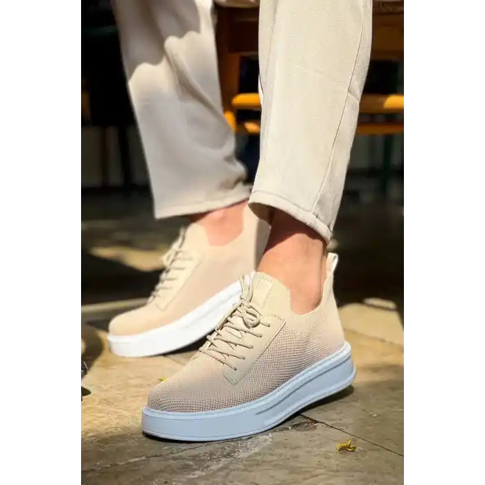 KB-116 Kuback Bej Bağcıklı Triko Günlük Erkek Ayakkabı