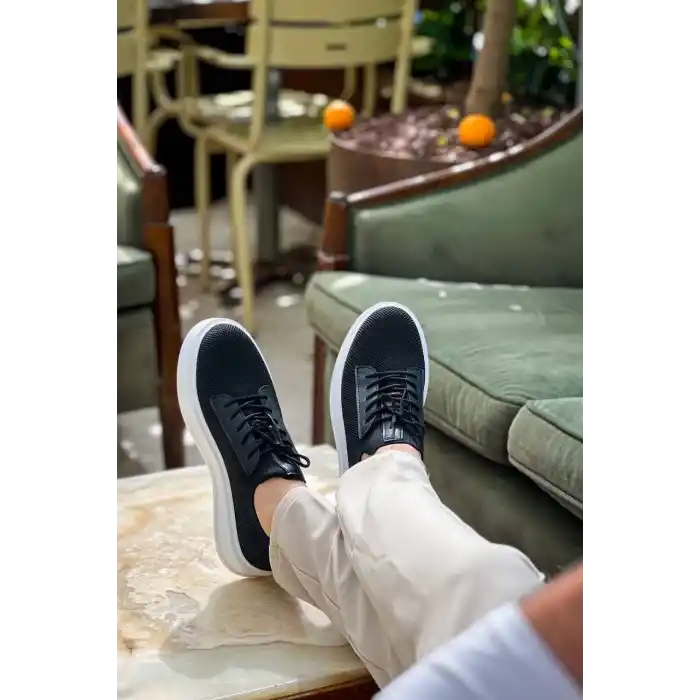 KB-116 Kuback Siyah Triko Bağcıklı  Günlük Erkek Ayakkabı