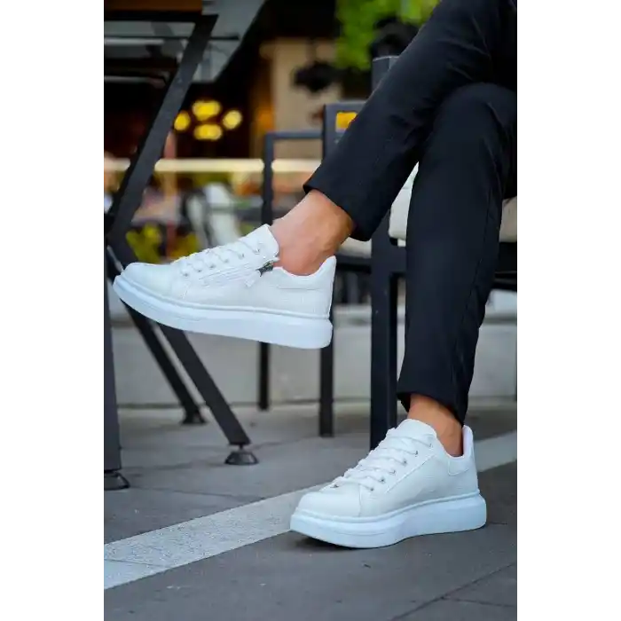 KB-309  Kuback Beyaz Fermuar Ve Bağcıklı  Günlük Erkek  Ayakkabı