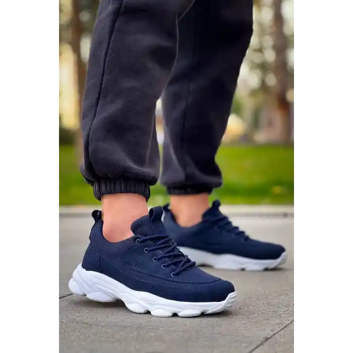 KB-707  Kuback Lacivert Süet Yüksek Taban Bağcıklı Günlük Erkek Ayakkabı