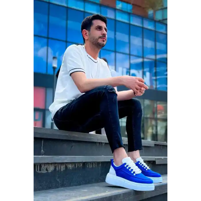 KB-X10 Kuback Sax Süet Beyaz Yüksek Taban Günlük Spor Ayakkabı