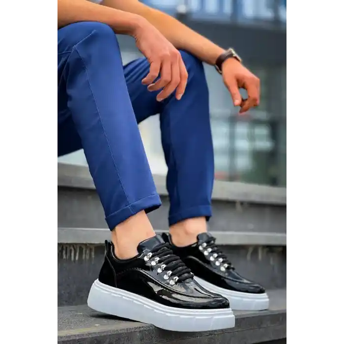 KB-X10 Kuback Siyah Rugan Beyaz Yüksek Taban Günlük Spor Ayakkabı