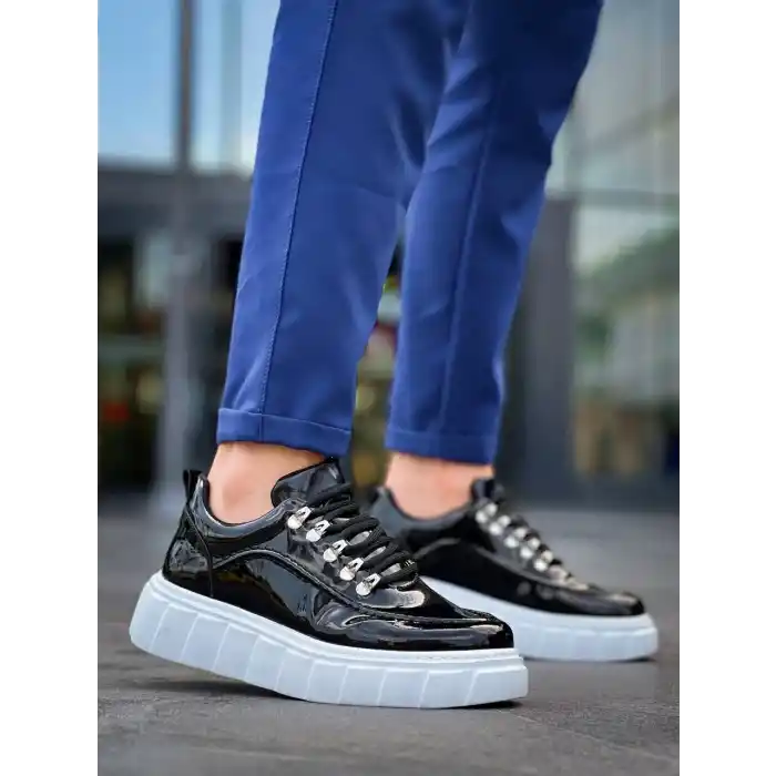 KB-X10 Kuback Siyah Rugan Beyaz Yüksek Taban Günlük Spor Ayakkabı