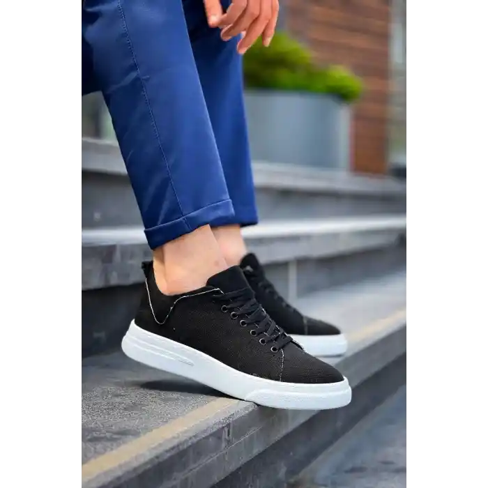 KB-X204 Kuback Siyah Keten Beyaz Yüksek Taban Günlük Erkek Spor Ayakkabı