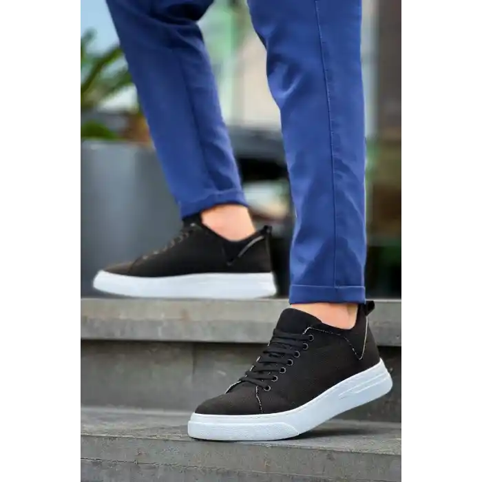 KB-X204 Kuback Siyah Keten Beyaz Yüksek Taban Günlük Erkek Spor Ayakkabı