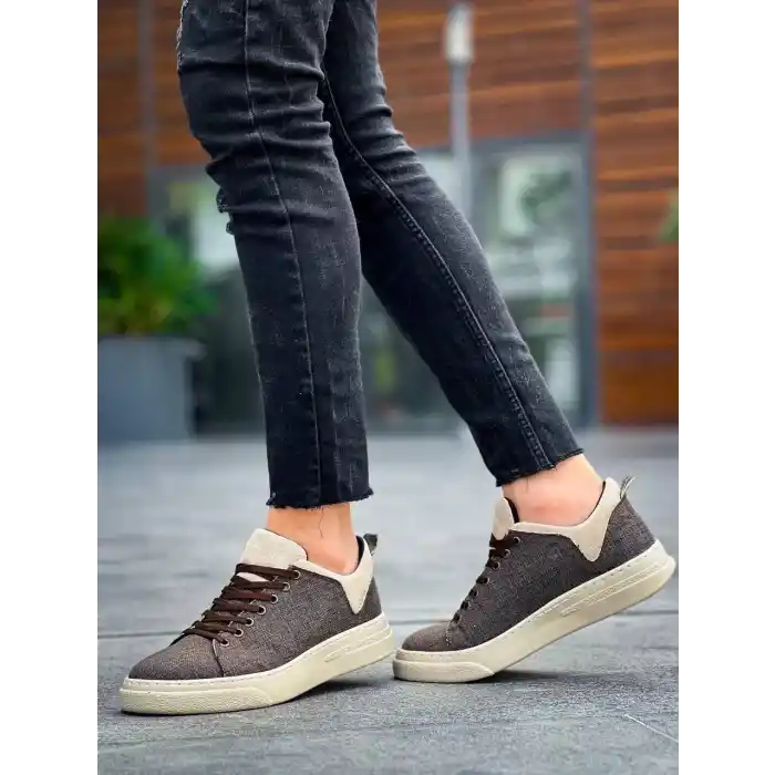 KB-X204 Kuback Taba Bej Keten Bej Yüksek Taban Günlük Erkek Spor Ayakkabı