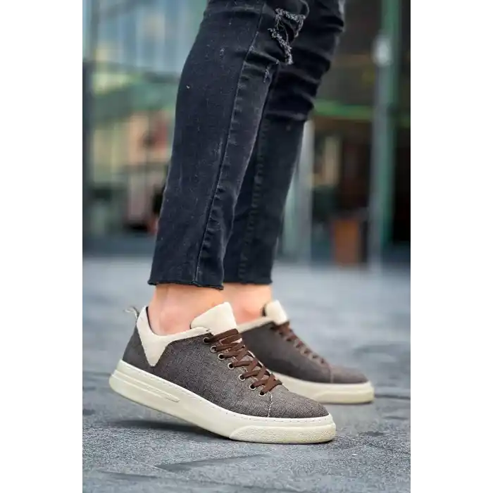 KB-X204 Kuback Taba Bej Keten Bej Yüksek Taban Günlük Erkek Spor Ayakkabı